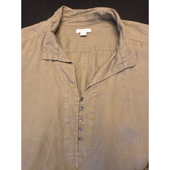 J. Jill Love Linen Womens Tunic Top With Button Front In Olive Green Size XL - Picture 3 of 6